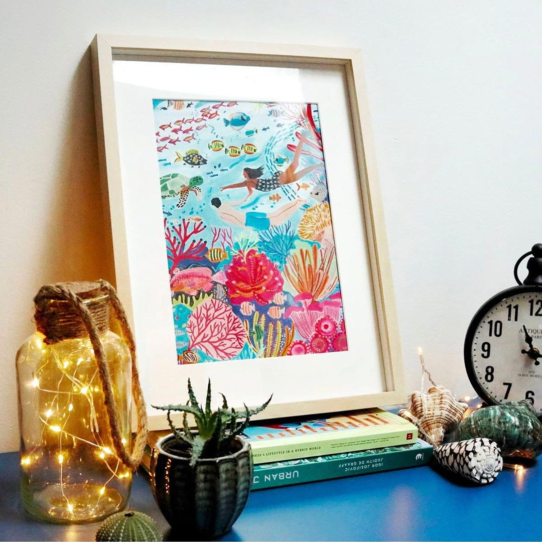 Peinture au numéro Coral reef - Petit Pinceau - Bleu Jolie Caen